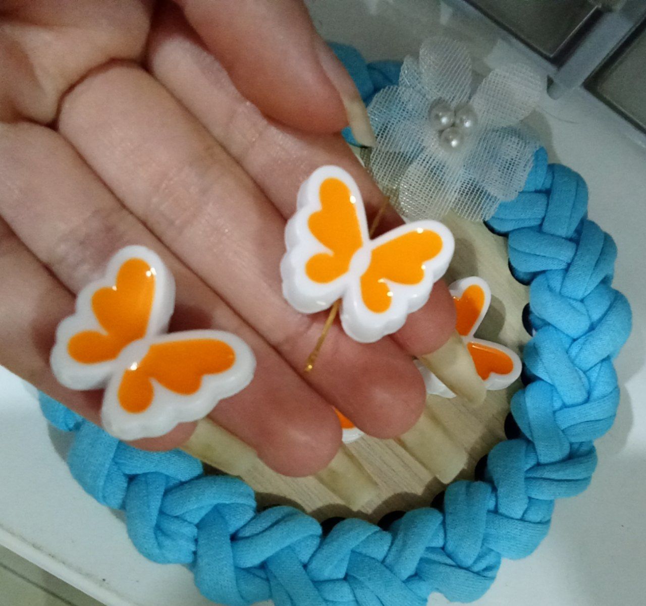 مهره فانتزی پروانه رنگ نارنجی